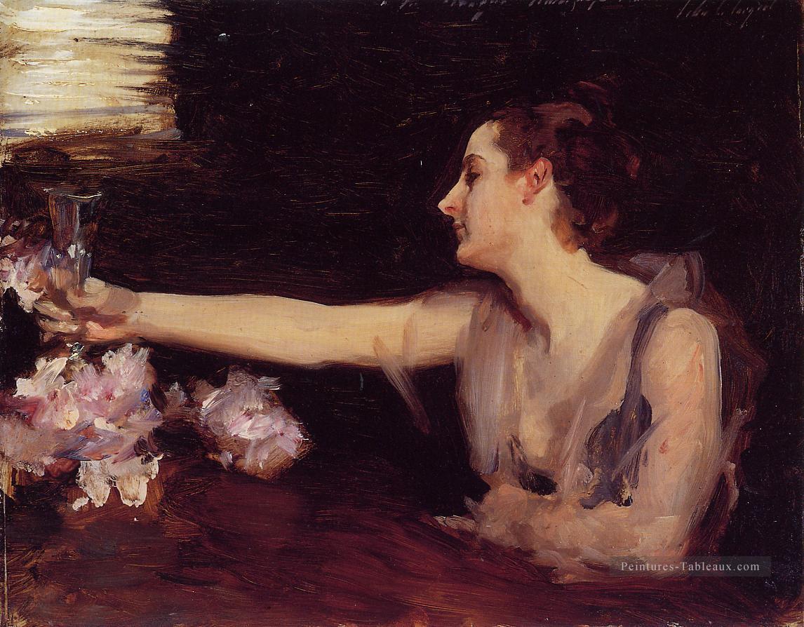Madame Gautreau Boire un toast portrait John Singer Sargent Peintures à l'huile